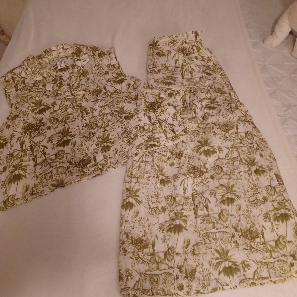 Rachel Zoe Green and Cream Skirt Set